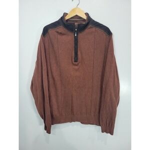 Cutter Buck Mens XLT TGL Quarter Zip Sweater Rust Brown‎ Textured Long Sleeve